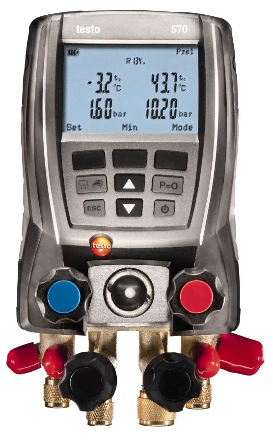 Testo 570 манометрический коллектор электронный четырехвентильный для заправки фреона