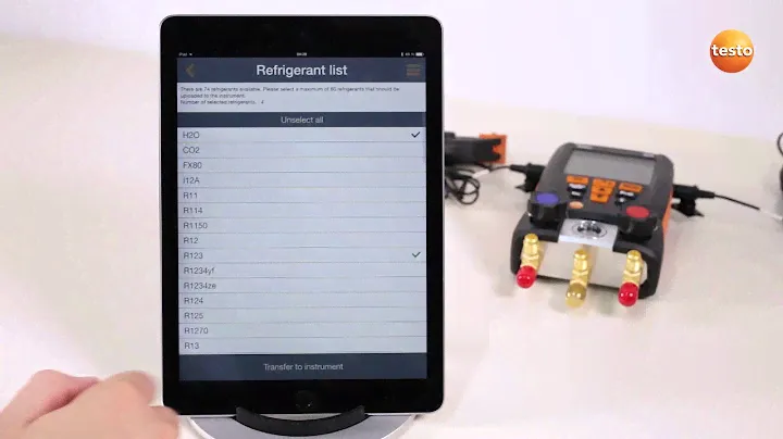 testo 550/557 (Версия 2015): 05. Мобильное приложение. Работа со списком хладагентов