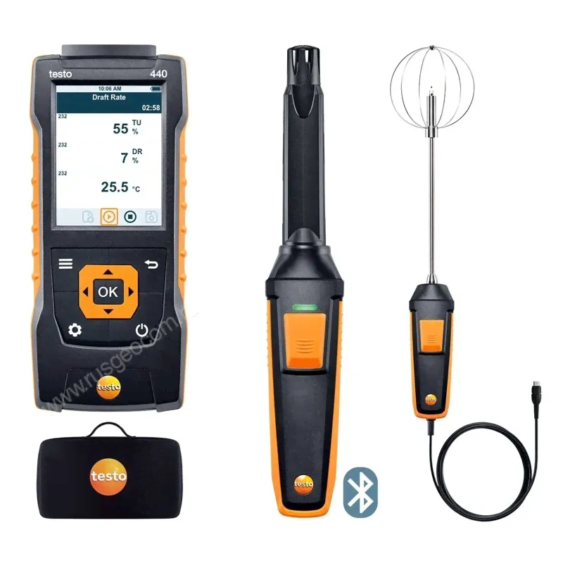 Testo 440. Комплект уровня комфорта с Bluetooth зондом СО2, зондом турбулентности и кейсом-1