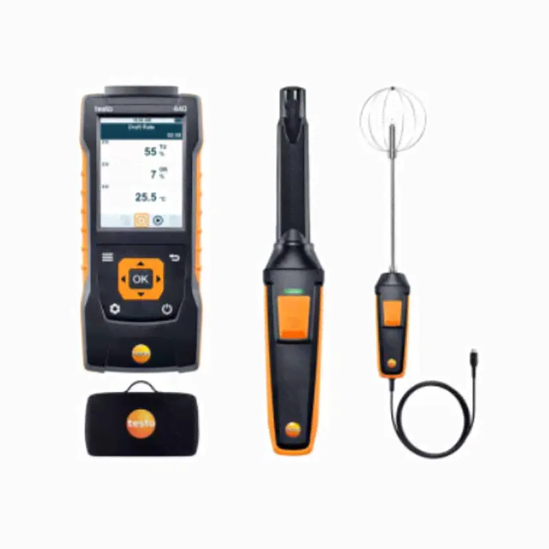 Комплект Testo 440 уровня комфорта с Bluetoot с зондом СО2 (0632 1551), зондом турбулентности (0628 0152) и кейсом (0516 4401) {0563 4408}-0