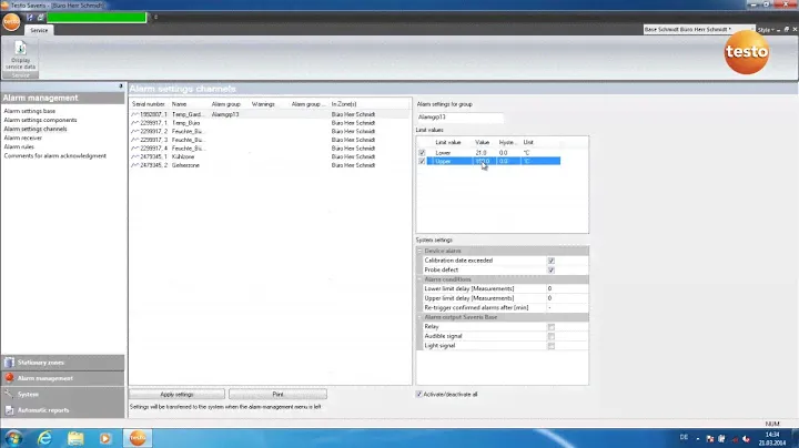 How to - testo Saveris - Setting Alarms For Temperature Deviations